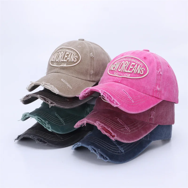 Unisex Vintage-Baseballkappe aus gewaschener Baumwolle, 2025, bestickter Buchstabe, Snapback-Mütze für Männer und Frauen, Streetwear, Outdoor-Sportarten – Detail 2