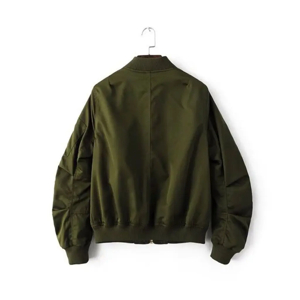 

Women's Spring Bomber Jacket with Two Pockets And Metal Zipper Couple's Matching Baseball Suit Top for Ladies