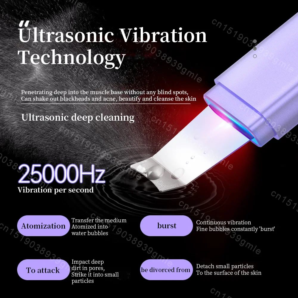 Ultrasonic Skin Scrubber Peeling Blackhead Remover Facial Shovel Cleanser Ultrasonic Ion Ance Pore Cleaner Deep Face Cleaning