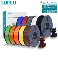 SUNLU PETG 10KG 3D Printer Filament 1.75mm High Toughness Neatly Wound 3D Filaments Spool for Most FDM 3D Printer Materials