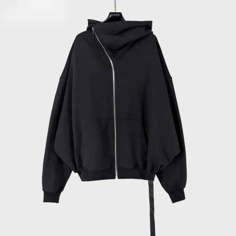 Fashion Thick Hoodie Jacket Men's Irregular Hooded Loose Long Sleeved Cardigan Sweatshirt 2026 Spring New 2A90K
