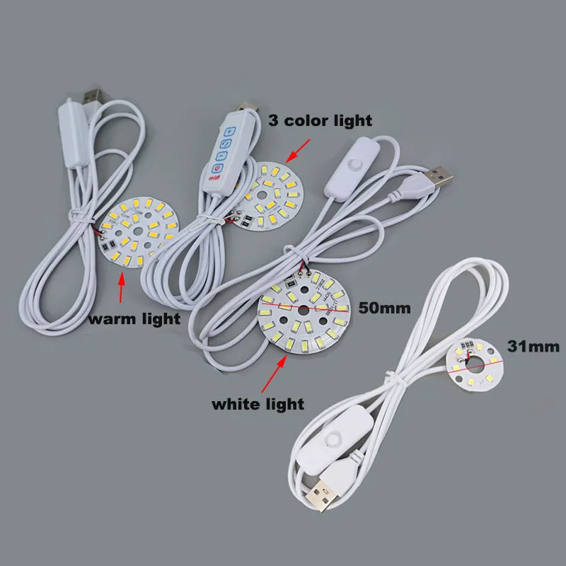 DC 5V USB Dimmer 31mm 50mm Warm White 3W 10W LED Lights 5730 Chip Single Reading Night Desk Book Tablet Lamp Switch Cable