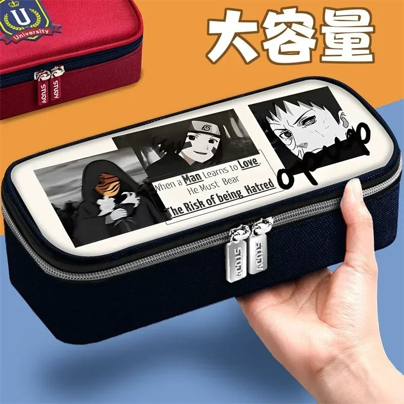 Naruto Sasuke Uchiha Itachi anime cartoon pencil case creative student large capacity multifunctional pencil case wholesale