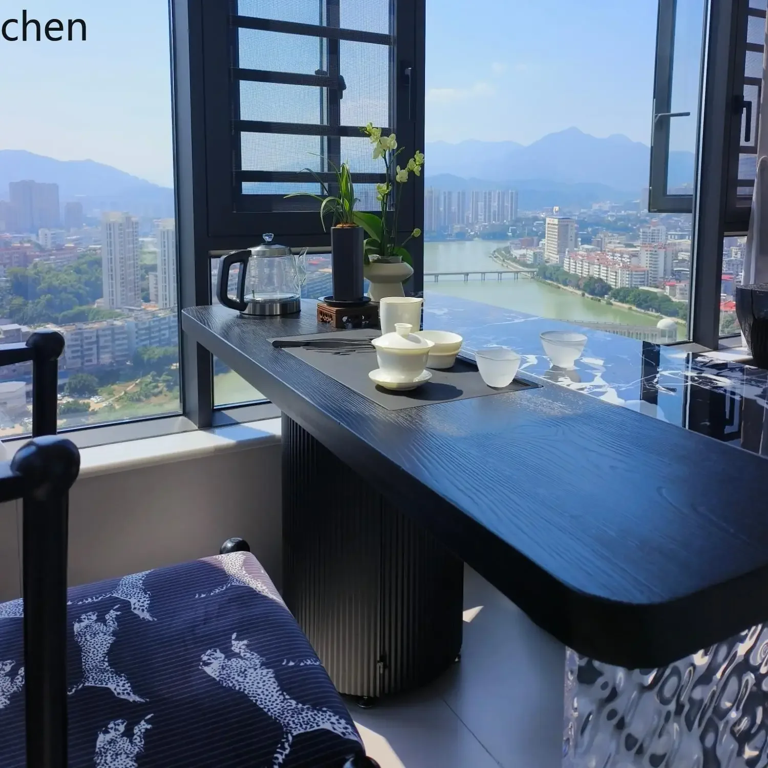 new ash wood table and chair combination pure solid wood tea  rock slab small tea table living room coffee table