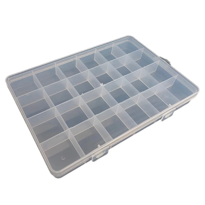 

652F Transparent Plastic Jewelry Organizer Box Compartment Storage Container for Bead Rings Jewelry Display Organizer 24 Slot