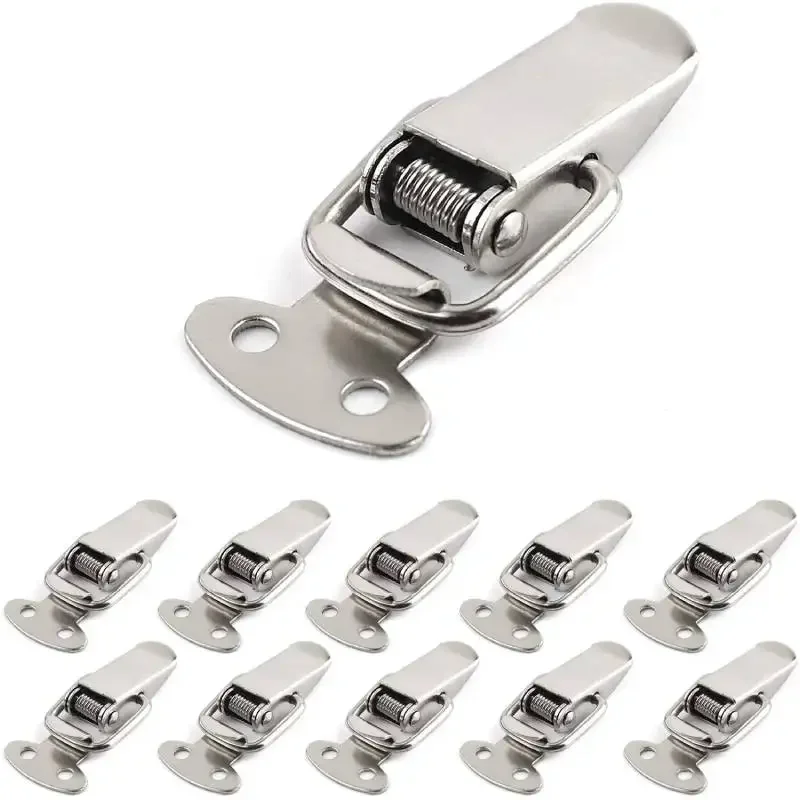 10Pcs Cabinet Box Locks Spring Loaded Latch Catch Toggle Stainless Steel Mini Spring Loaded Buckle Latch For Luggage Wooden Case