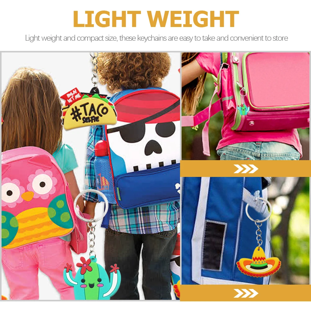 

24pcs Keychain Decoration Cartoon Party Favors Lightweight Compact Size Safe Materials Mexican Theme Fiesta Gifts Kids Cartoon