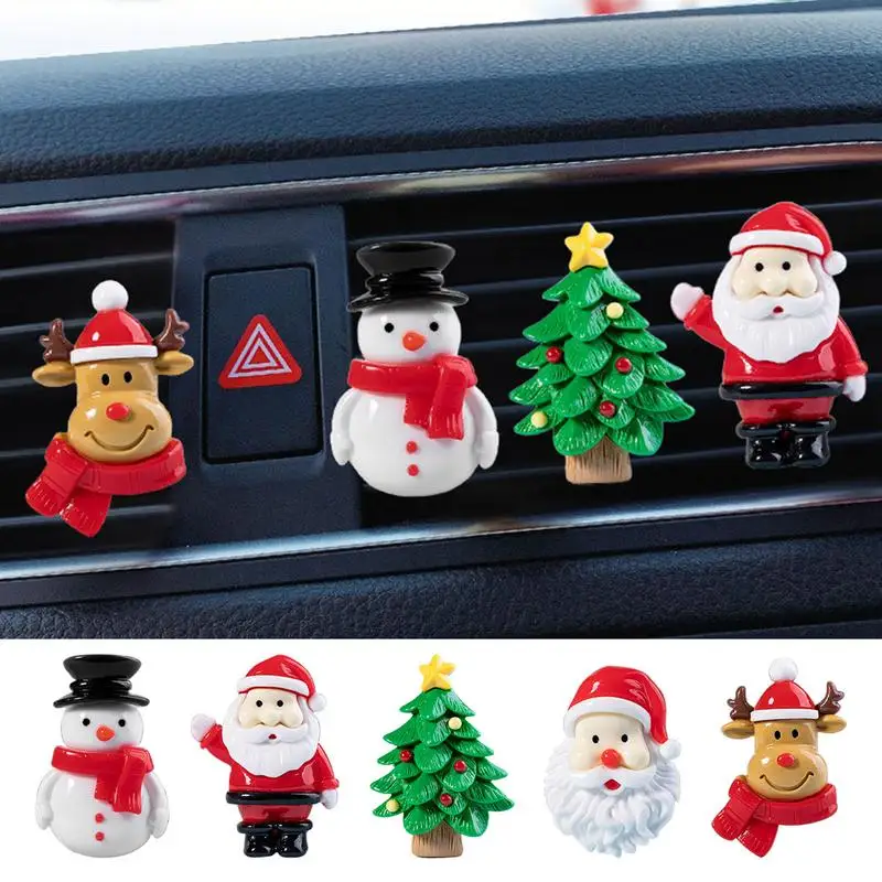 Christmas Car Air Freshener Cartoon Air Freshener Vent Clips Cute Aromatherapy Diffuser Colorful Vehicle Decoration for Travel