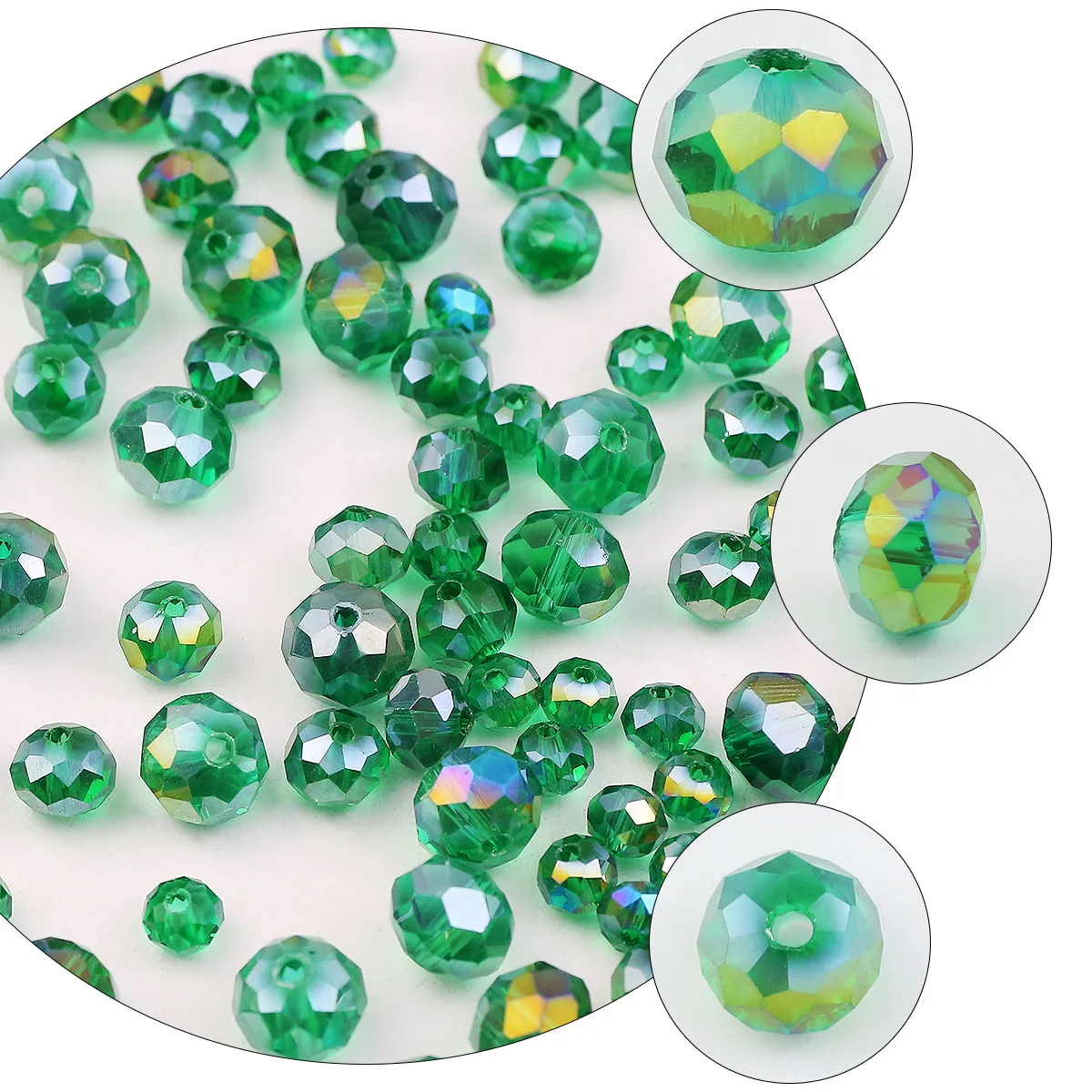 Faceted Flat Round Peacock green AB Color Austrian Crystal Loose Spacers Beads For Jewelry Making DIY Charms Accessories 2-10mm