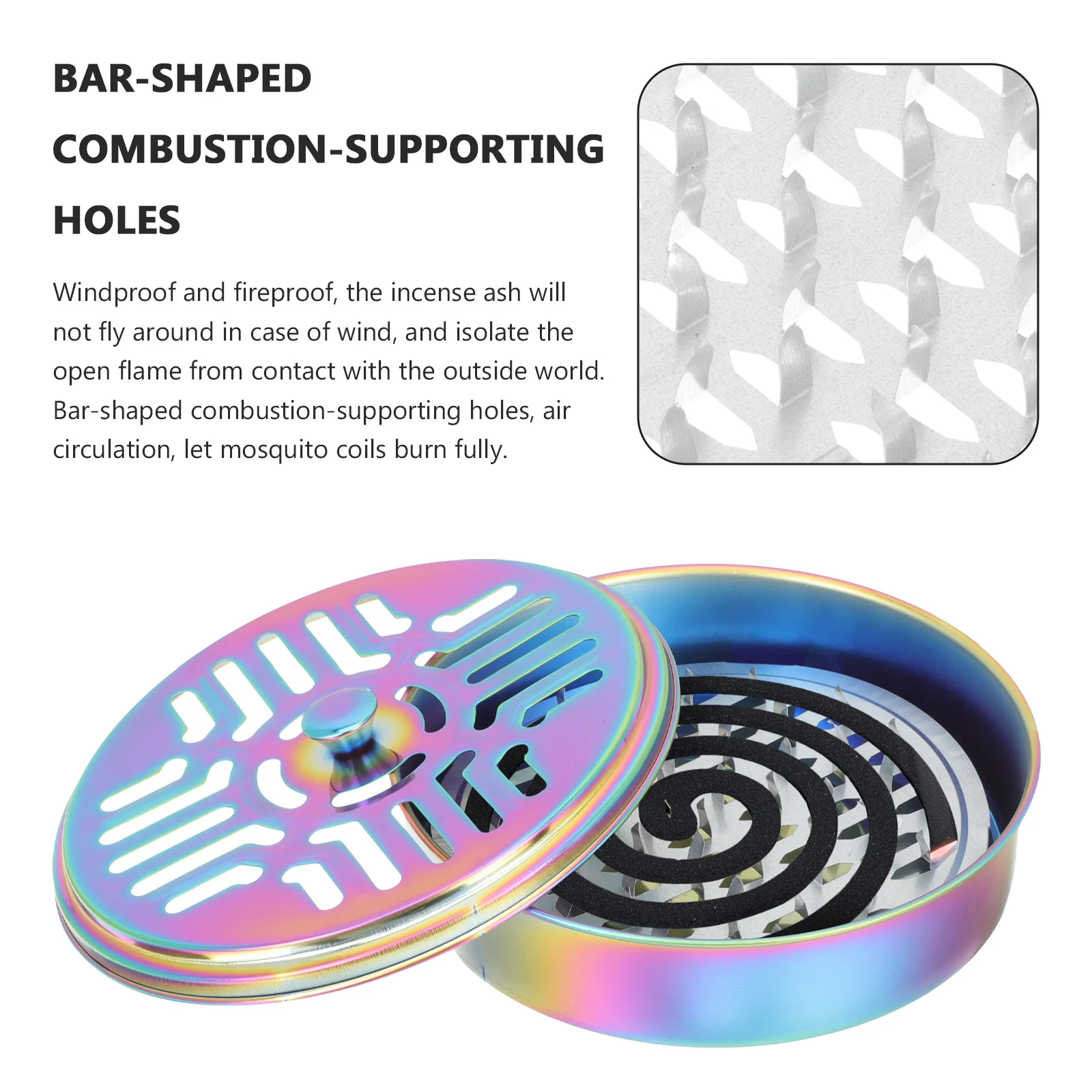 

Case Tray Holder Organizer Incense Seat Colorful Stainless Steel Lidded Cases