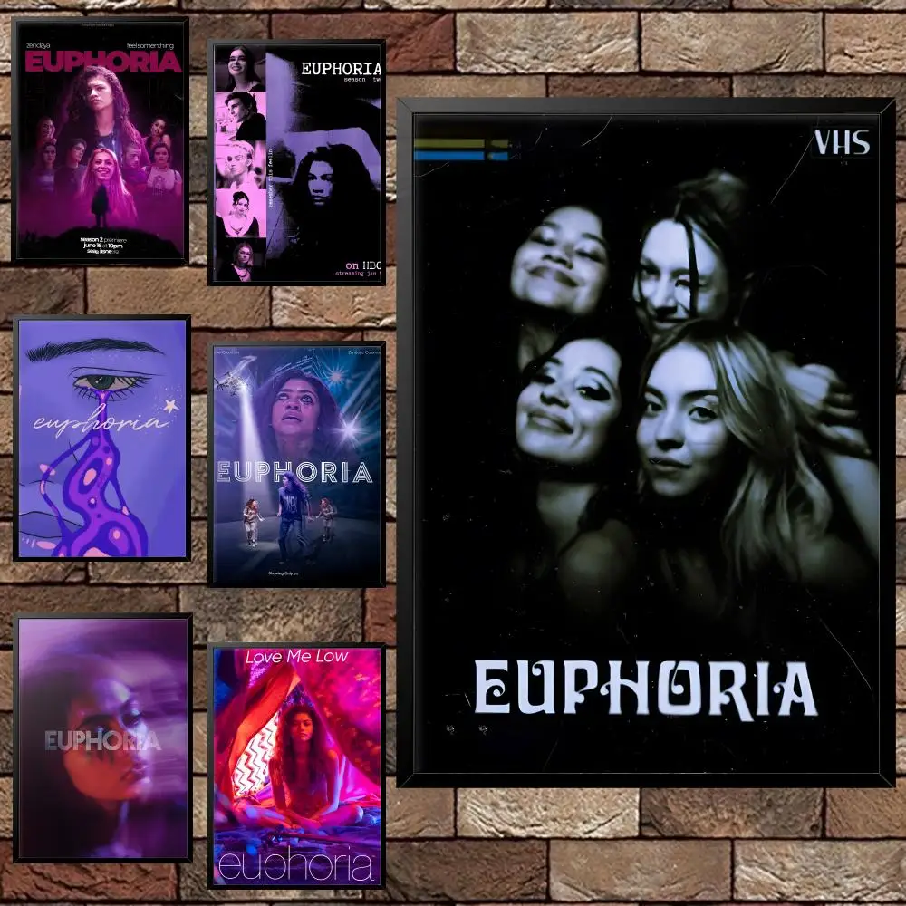 Euphoria Teleplay Poster HD Versátil Arte de pared impermeable Decoración autoadhesiva para cualquier espacio Regalo ideal