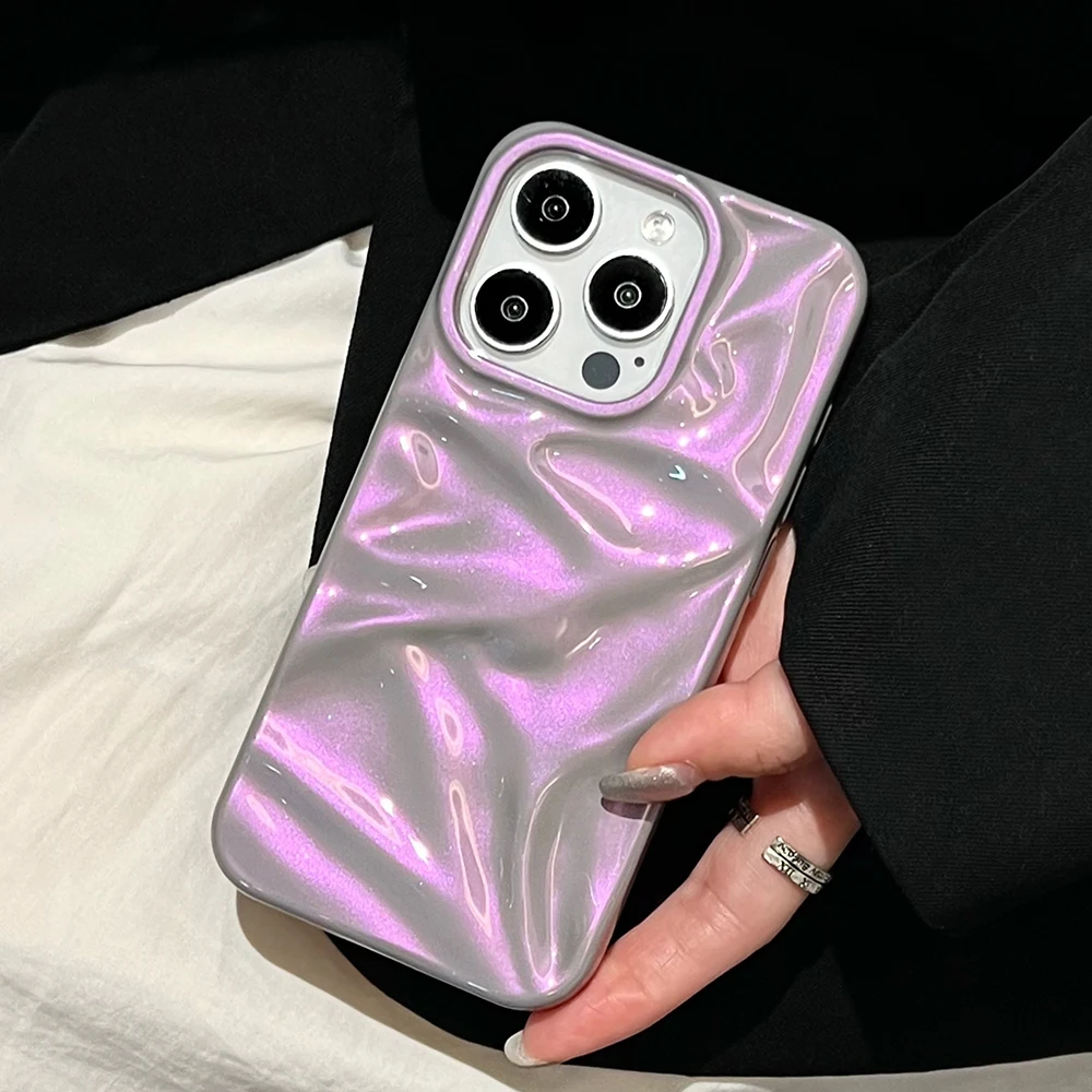 Colorful 3D Water Ripple Pattern Phone Case For iPhone 16 15 14 13 12 11 Pro Max Luxury Soft Shockproof Silicone Cover Girls