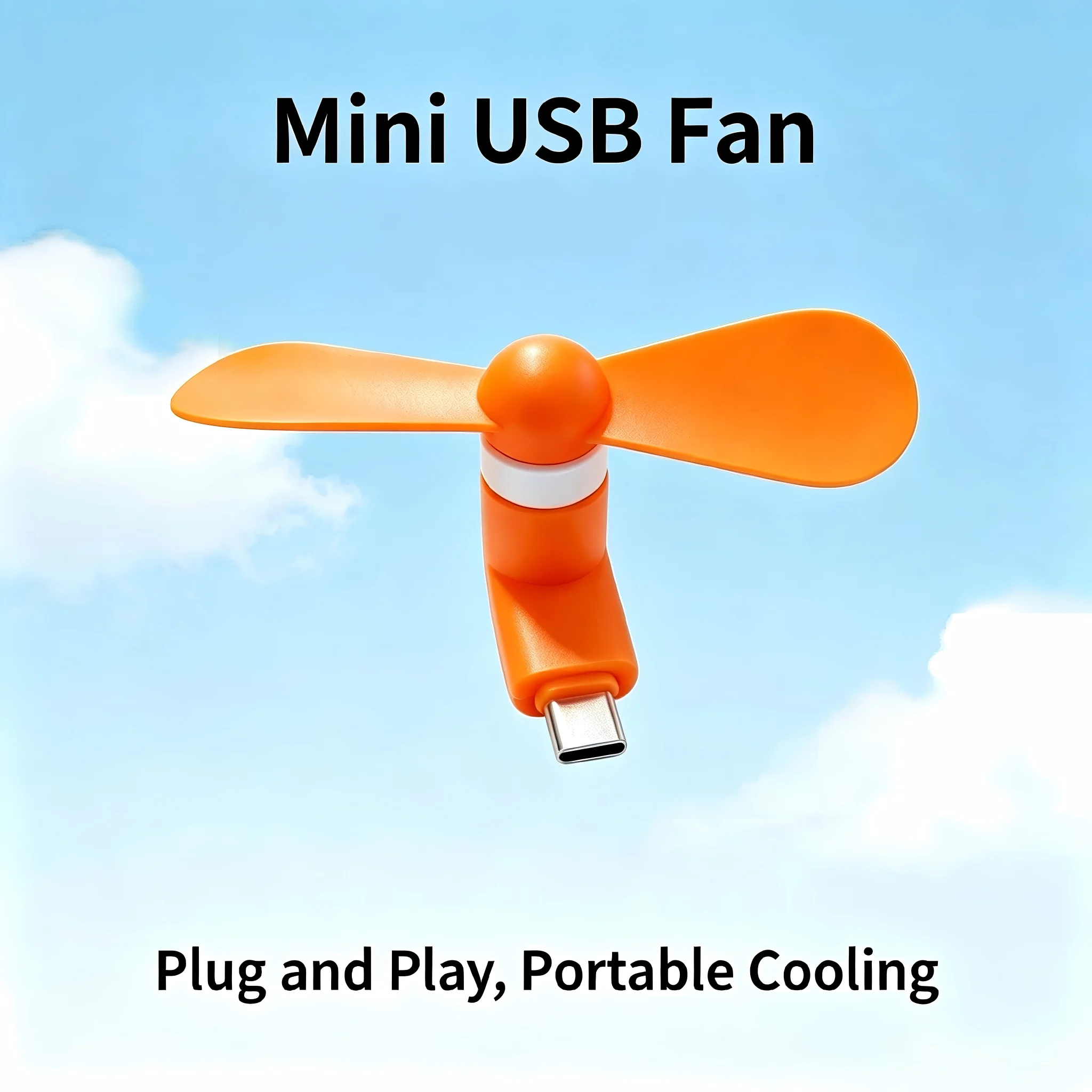 Portable Mini Type-C USB Phone Fan with Soft Blades, Compatible with Type-C Phones and Power Banks, Plug and Play for Summer Coo