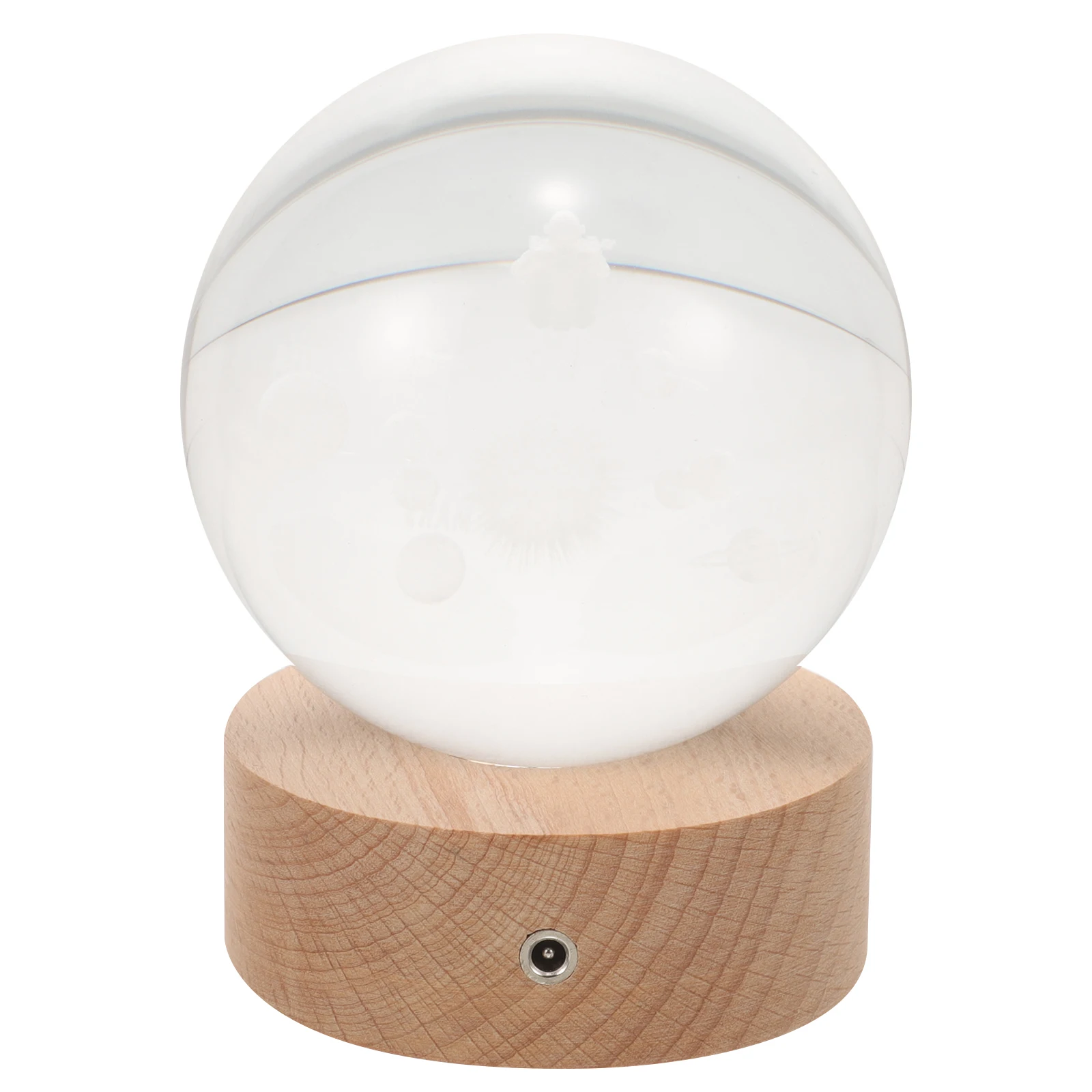

Adorable Crystal Ball Night Light Bedside Lamp 3D Decorative Table Light Wood Base Romantic Room Decor Portable Small Ball Lamp