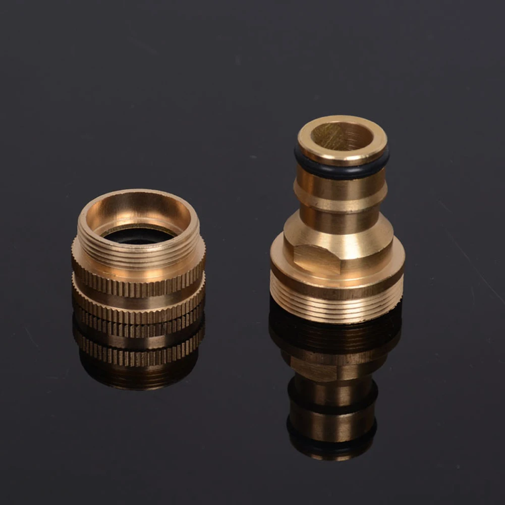 

2 Pcs Hose Adapter Brass Universal Pipe Joiner Fitting Water Tap Connector Tap Quick Connector for Garden Tubing Car Washer Pipe