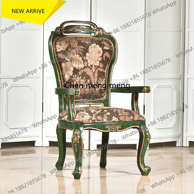 

Q178 American rural retro solid wood round dining table and chair combination backrest chair round dining table set