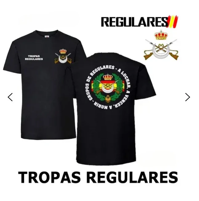تي شيرت Camiseta ES Tropas Regulares Spain Military للرجال بأكمام قصيرة كاجوال 100% قطن