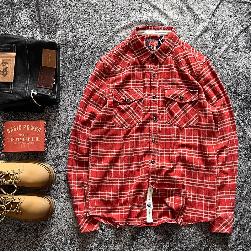 

Retro Japanese Style Plaid Long Sleeve Shirt Soft Comfortable Flannel Anti-static Youthful Trendy Autumn Winter Casual Shirt