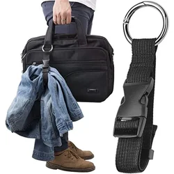 Holiday Travel Portable Black Nylon Suitcase Hanging Bag with Zinc Alloy Hiking Buckle Strap with External Hook Strap