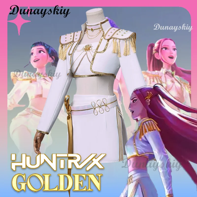 

Kpop Demon Hunter Cosplay Costume Huntrix Mira White Suit Korean Wave Superstar Idol Performance Sets Halloween Carnival Golden