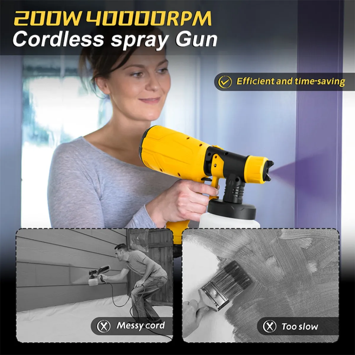 ماكينة طلاء لاسلكية عالية الأداء من نوع البطارية - علبة رش كهربائية بدون هواء، مع طاقة تدوم طويلاً، سهلة التنظيف #5