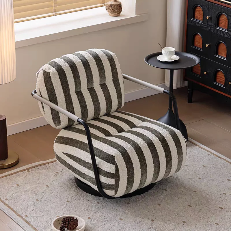 Retro living room single sofa chair simple balcony backrest armchair modern fabric lazy sofa chair