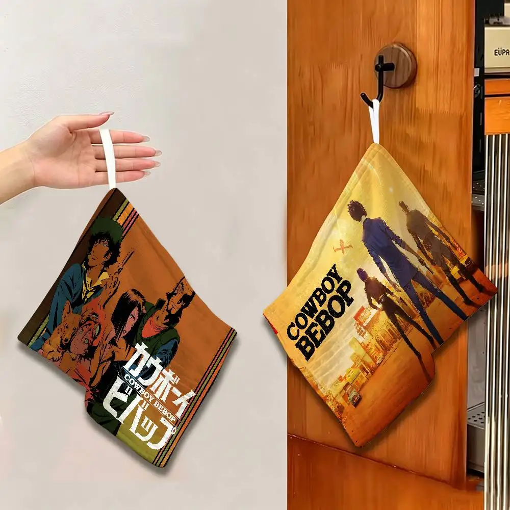 Cowboy Bebop Anime Reusable Hanging Kitchen Towel, Polyester Cotton Soft Fabric for Office Home Daily Life