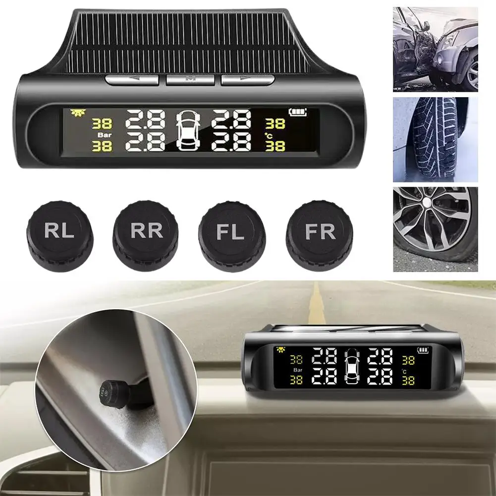 Solar TPMS Car Tire Pressure Alarm System With 4/6 Sensors Temperature Sensors Tyre And Car External Digital Monitor Pressu G5X5