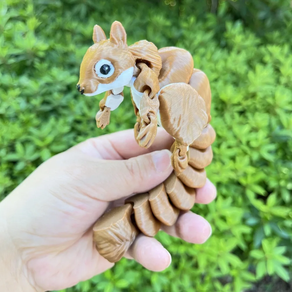 3D-gedrucktes Waldtier-Eichhörnchen-Spielzeug, flexible Gelenke, bewegliches süßes kleines Eichhörnchen, kreative Heimdekoration, Ornamente, Kindergeschenke