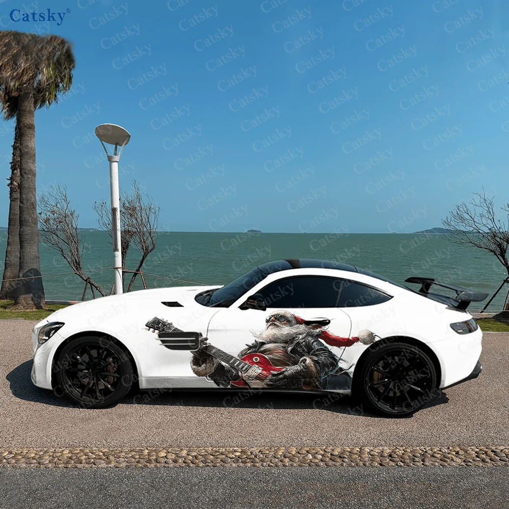 

Christmas Rock Guitar Car Vinyl Wraps Decal Self-adhesive PVC Sticker Suitable for Trucks SUV Decoration Auto Accessories Gift