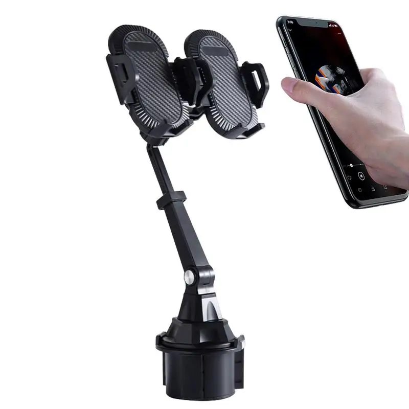 Dual Car Phone Holder Long Neck Cup Phone Holder For Car Truck Stable And Adjustable Double Car Phone Mount Compatible With All