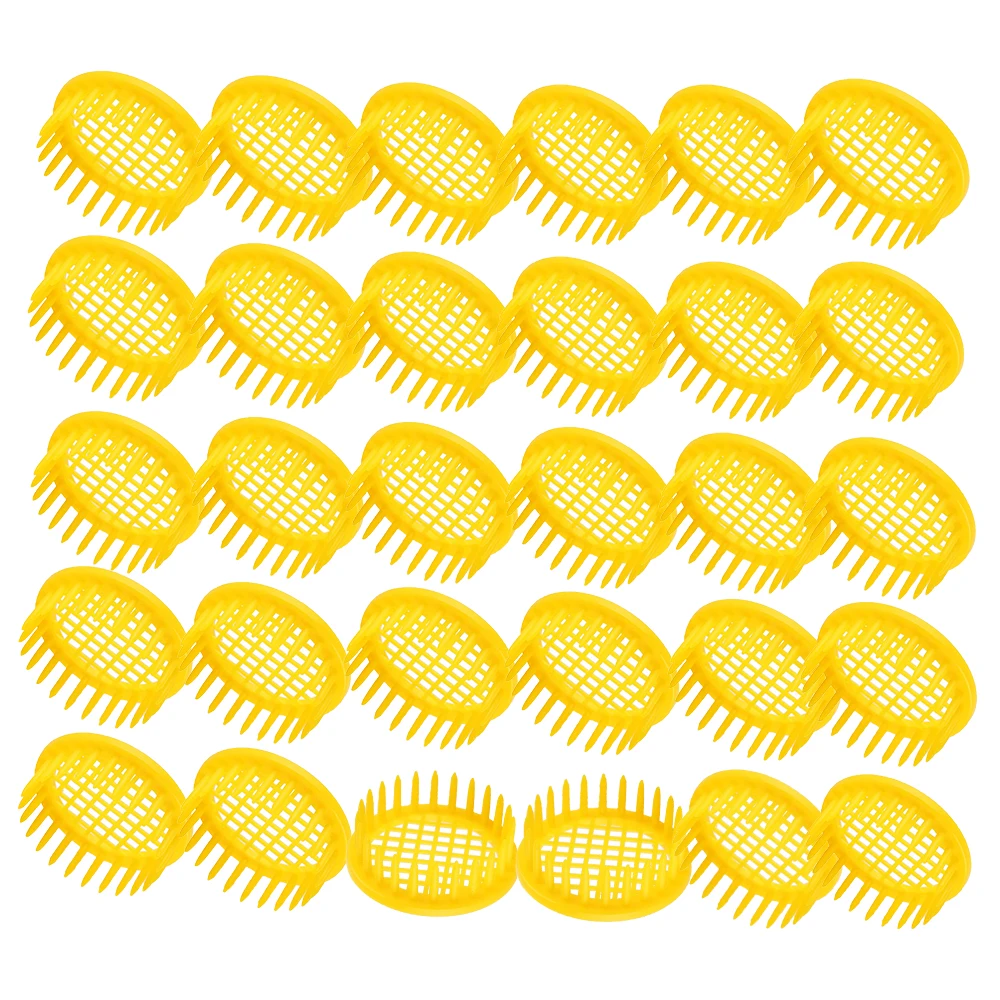 

New Yellow Queen Round Push Press In Comb Isolate For Introduce Young Queen To Colony Marking Or Year Plastic Beekeeping 30PCS