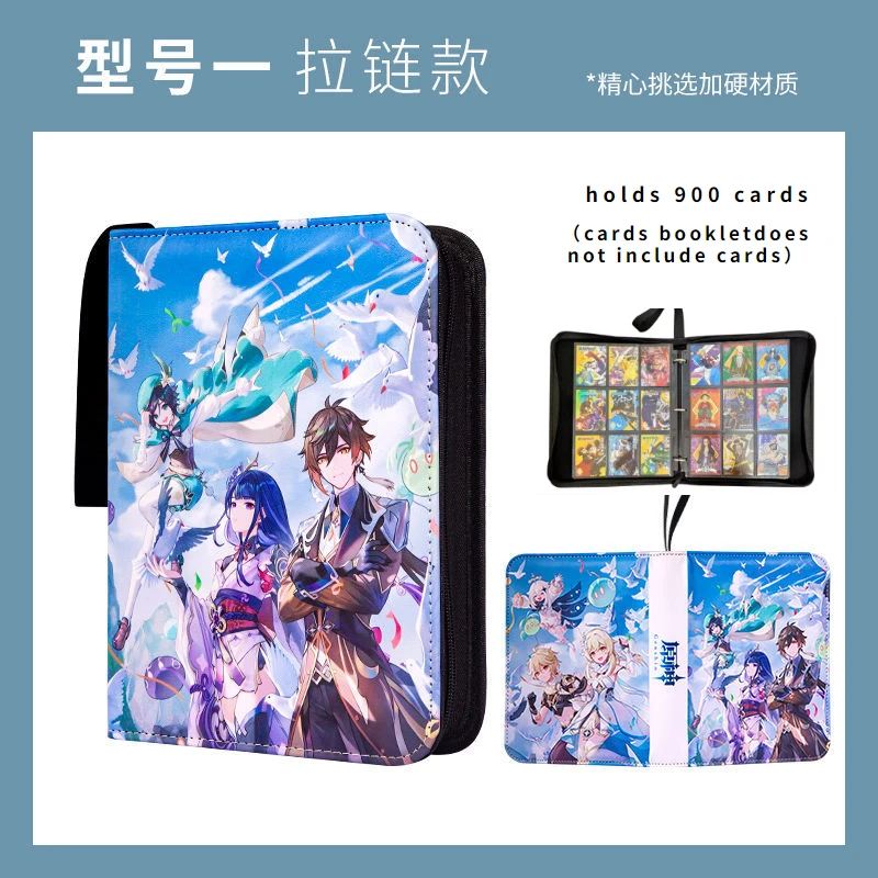 Anime Genshin Impact Card Book with Nine Compartments Yae Miko Raiden Shogun Gan Yu Zipper Binder Card Book Collection Book Gift