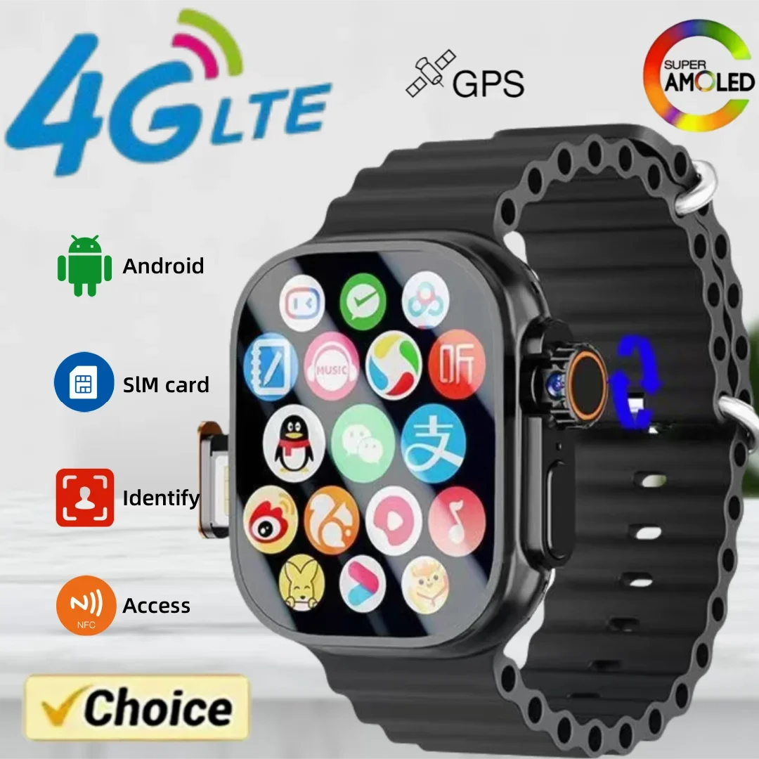 

2025 DW100 4G LTE Smartwatch with Global Roaming, 2.29" AMOLED Display, Android OS, Bluetooth 5.0, GPS, HD Video Calling