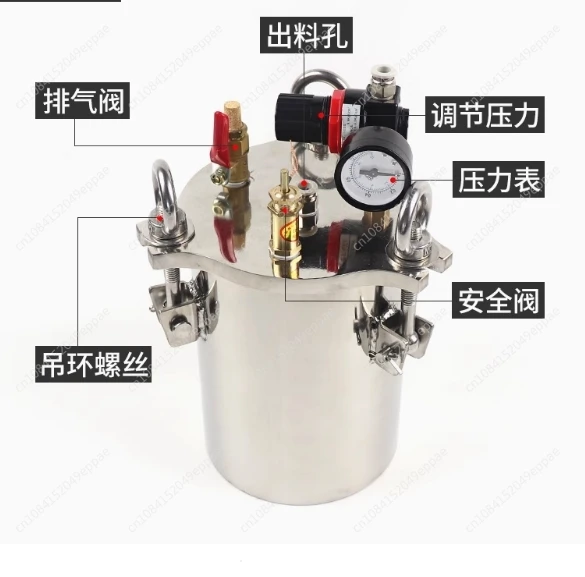 Dispenser Pressure Tank 304 Stainless Steel Pressure Barrel Dispensing Valve Fluid Dispensing Storage Bucket 1L