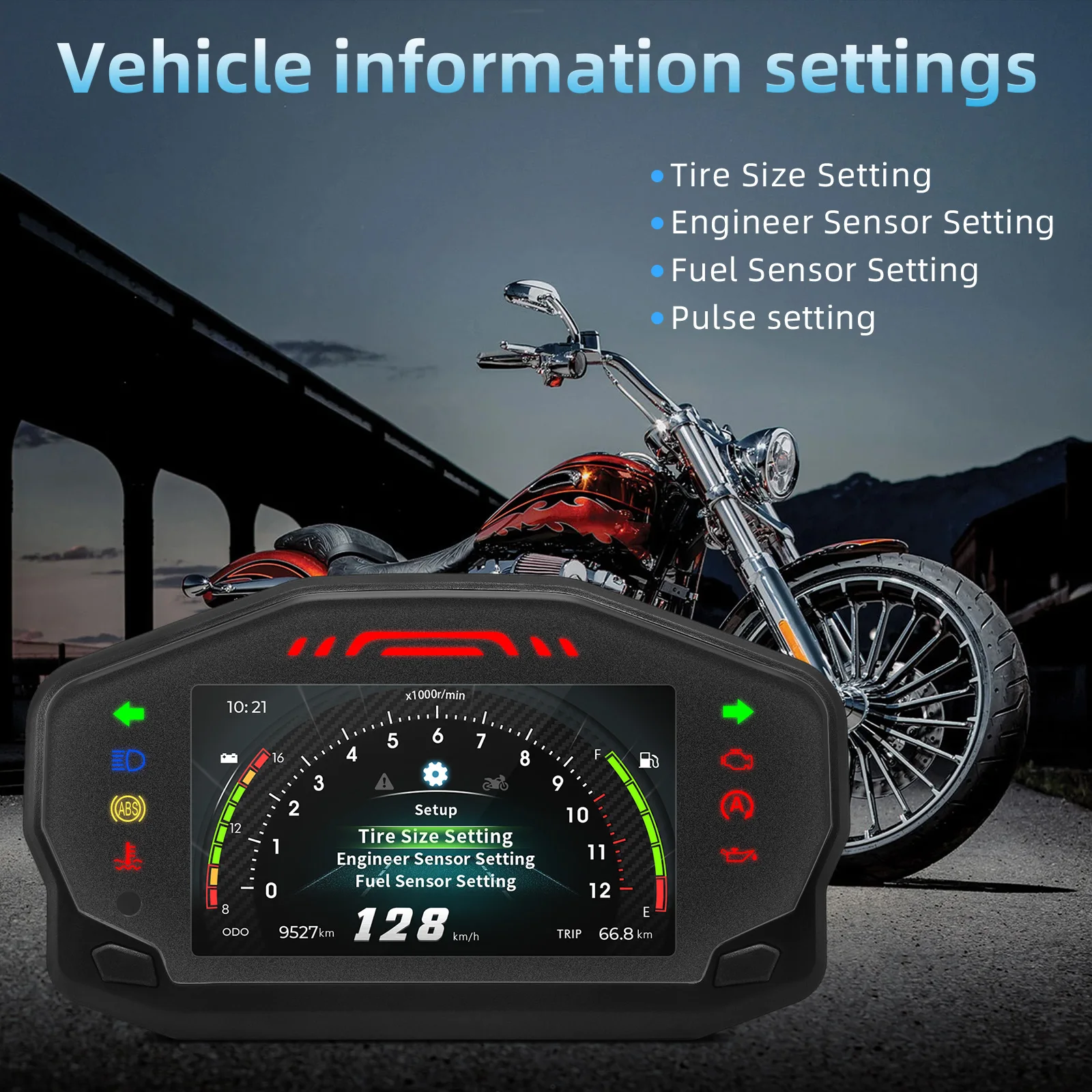 12000 RPM Meter Motorcycle Universal LED Tachometer Bluetooth-compatible Digital Odemeter Motor Speedometer For 2 4 Cylinder