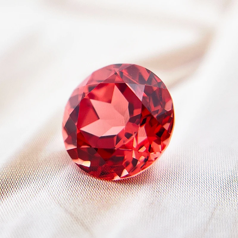Im Labor gezüchtete Padparadscha-Perlen in runder Form, Farbe Feuerlotus, Charm-Perlen für DIY-Schmuckherstellung, Anhängermaterialien mit Zertifikat – Detail 4