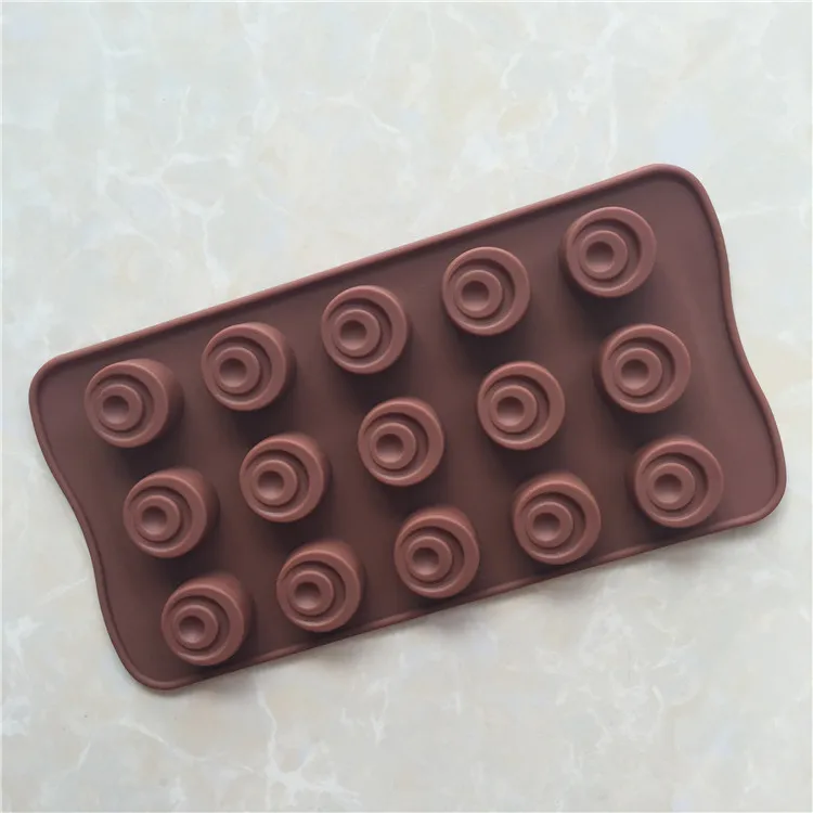 15 Round Silicone Chocolate Mold with Polka Dots in the Middle Maltose Molud XG129