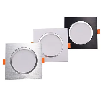 Dimmbare quadratische LED-Downlight-Deckenleuchte, Gitterleuchte, 5 W, 7 W, 9 W, 12 W, 15 W, AC220 V, 110 V, eingebetteter Downlight-Strahler, Innenbeleuchtung
