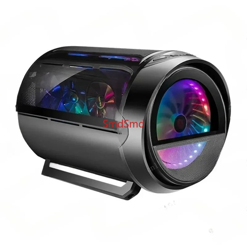 Mini Computer Case Circular Side-Exposed Desktop Computer Case Compatible with 240 Water Cooling