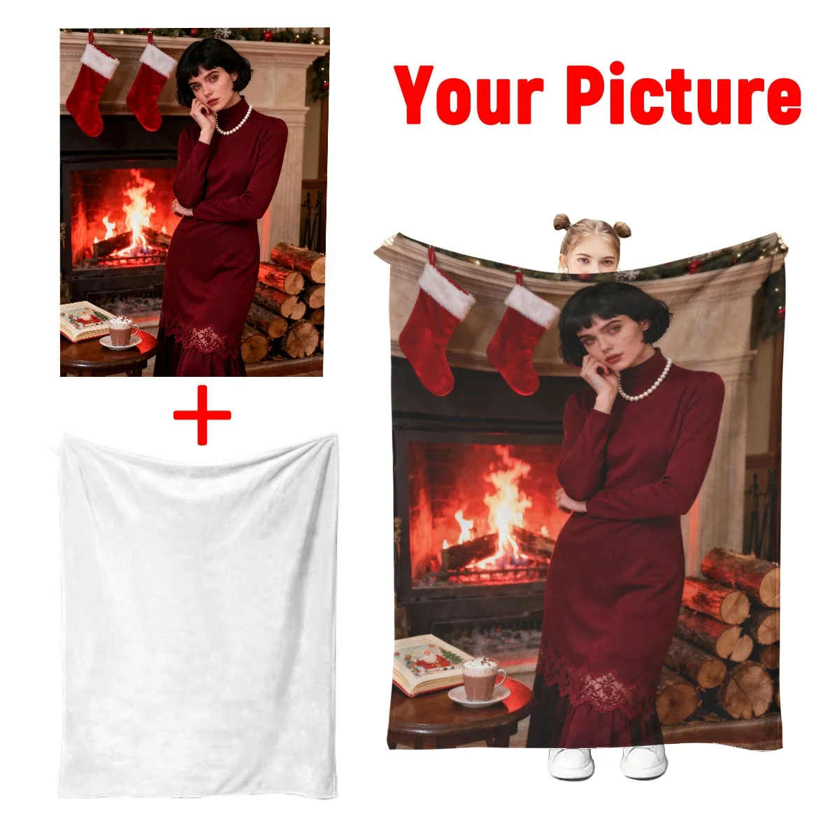 بطانية من الفلانيل مخصصة للزوجين لمشهد عيد الميلاد - طباعة عالية الوضوح لا تتلاشى، ناعمة ودافئة، قابلة للغسل في الغسالة، مناسبة لأسرة غرفة النوم، عرض العروض على الأريكة، احتياطية عيد الميلاد لعيد الميلاد - مثالية كهدية رومانسية لصديق/صديقها/صديقة عيد الميلاد