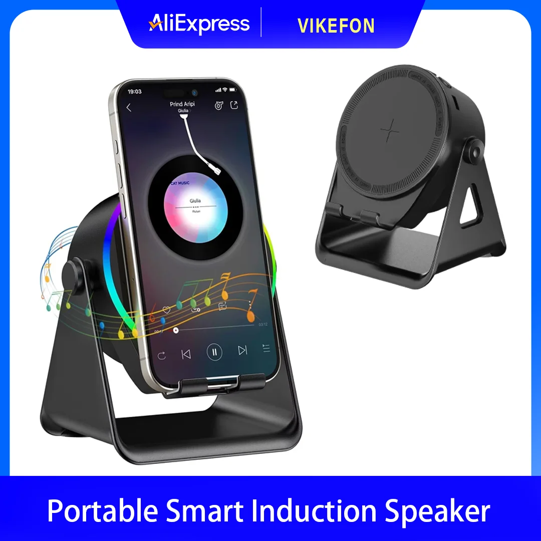 

Мощная беспроводная Bluetooth-колонка 5-в-1 с RGB-подсветкой, подставкой для телефона, портативным HIFI-звуком, сабвуфером, бумбоксом и магнитным держателем для планшета