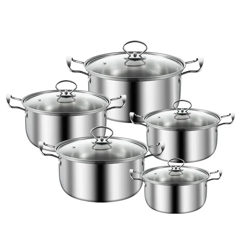 Juego de 5 Ollas de Acero Inoxidable para Cocina, Olla para Sopa, Utensilios de Cocina
