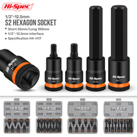 Hi-Spec 1/2 Inch Drive Impacts Socket Set Hex Bits, Air Allen Driver H4-H17 Size Chrome Sockets Set For Auto Repair,Hand Tool