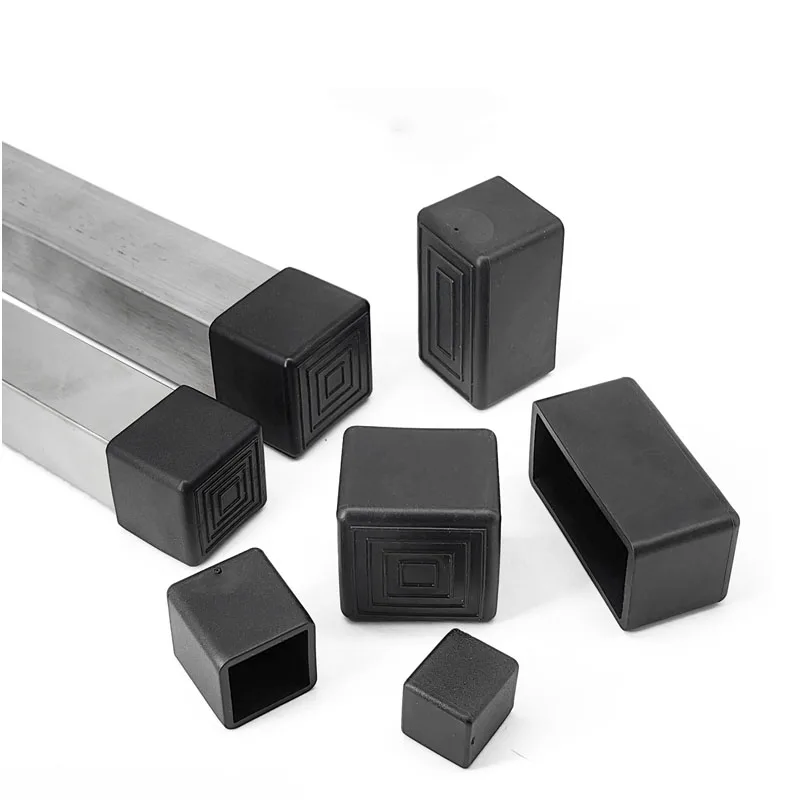10x10mm~60x60mm Black PVC Square/Rectangle Pipe Sleeve Soft Rubber Non-slip End Cover Table and Chair Foot Covers image 6