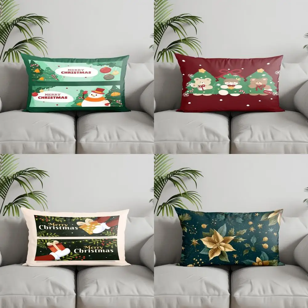 

Домашний декор, подушка с Рождеством и снеговиком, подходит для дивана, спальни, автомобиля, наволочка, прямоугольная подушка для спины