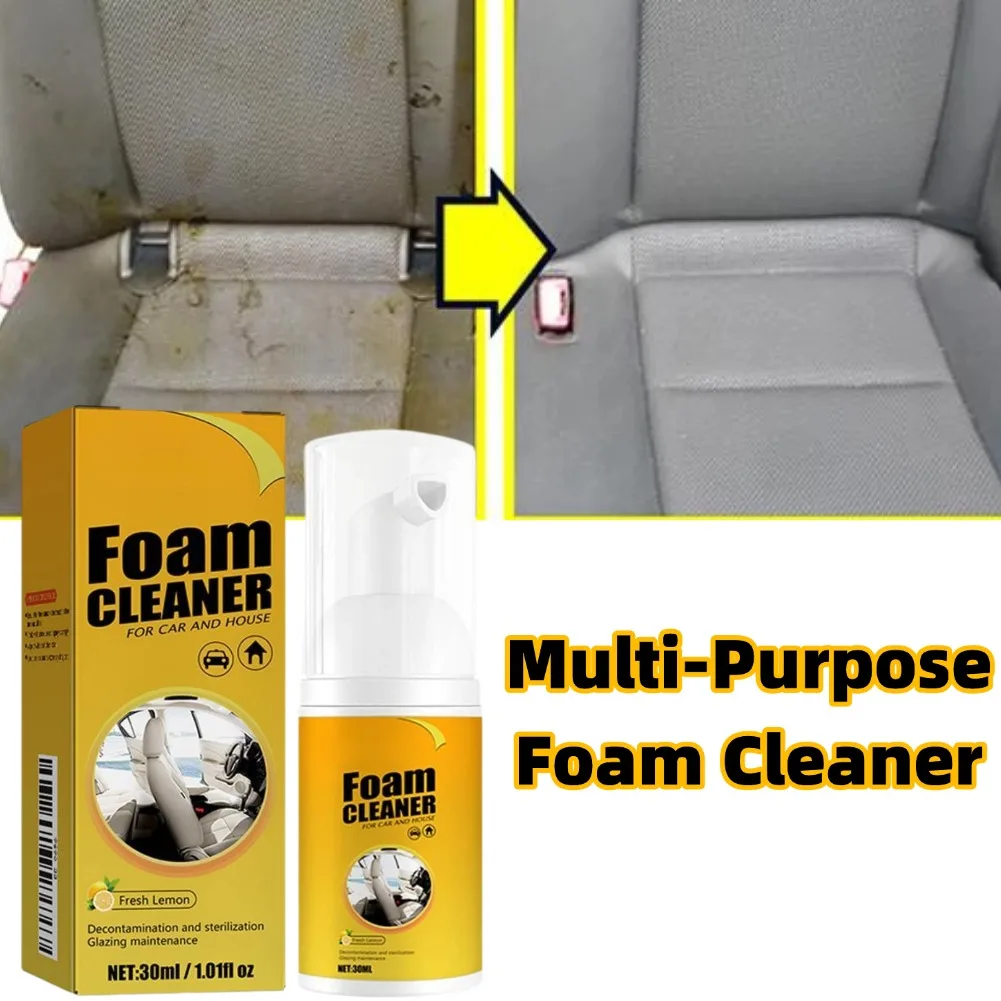 Universal Car Foam Cleaner Spray, No Rinse Steering Wheel Remover, Powerful Stain Remover for Leather Plastic Interior Surfaces
