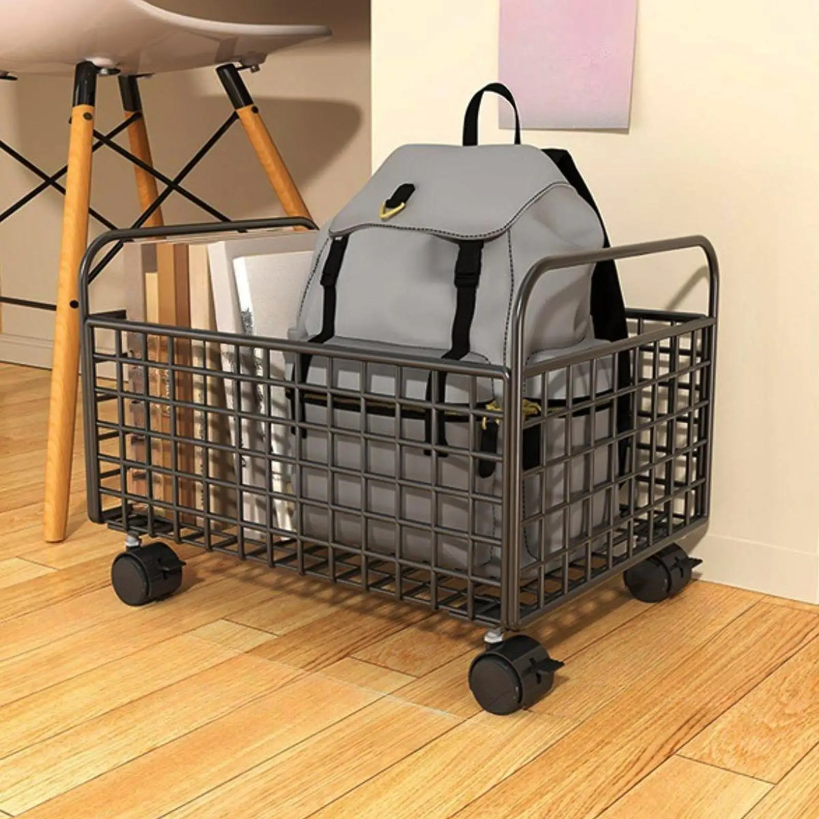 

Rolling Book Cart Under Desk Storage Book Bin Office File Organizer Small Utility Cart for Home Kids Room Toys Pantry Snack