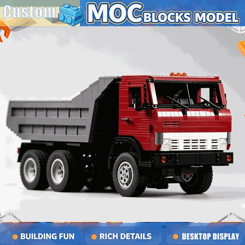 1444 PCS Classic Red Heavy Duty Dump Truck Model DIY Creative Building Blocks City Vehicle Collection Display Educational Gift
