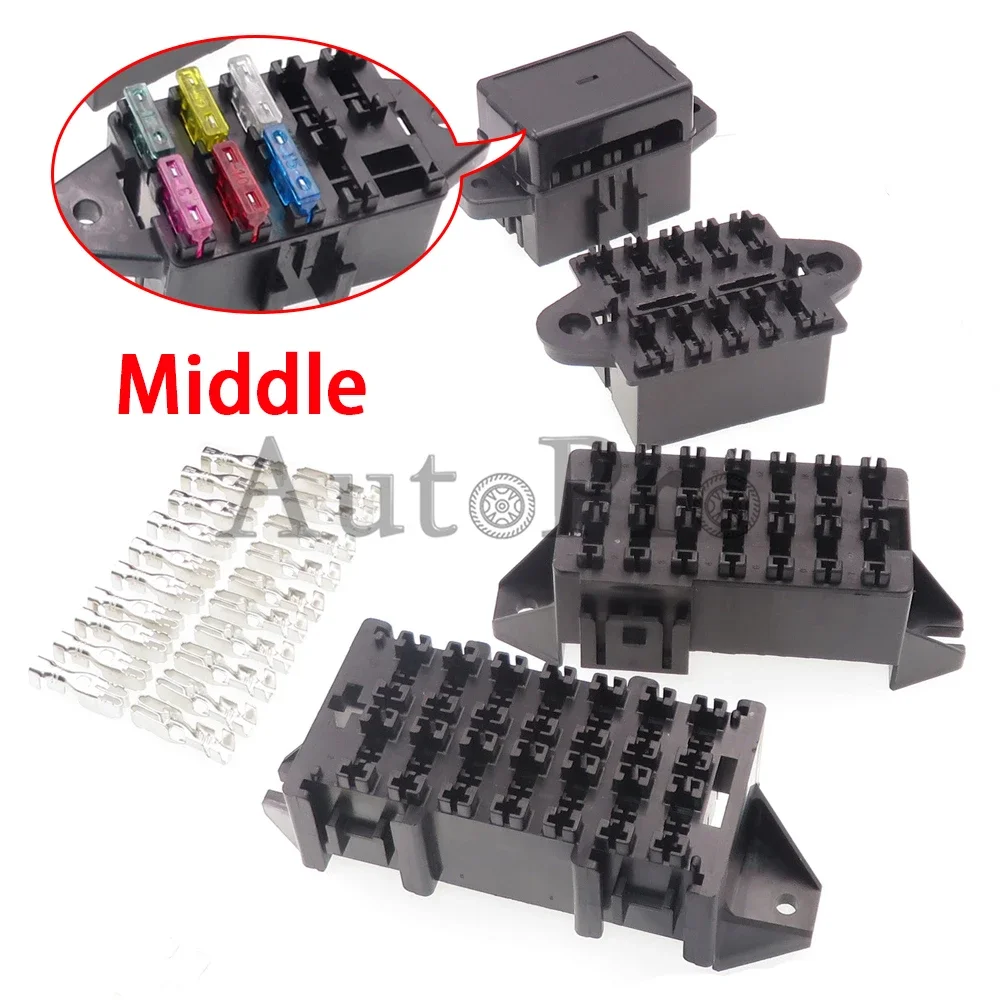 

1 Set 9/10/14Way Black Medium Multiway Blade Type Fuse Box Assembly Standard Car AC Assembly Fuse Holder Block with Terminal